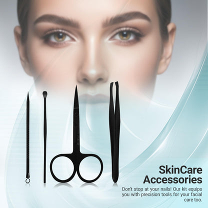Utopia Care - 15 in 1 Stainless Steel Professional Manicure Pedicure Set Nail Clippers Kit – Portable Travel Grooming Kit - Facial, Cuticle and Nail Care for Men and Women (Black) 🍁 All In One Marketplace Canada