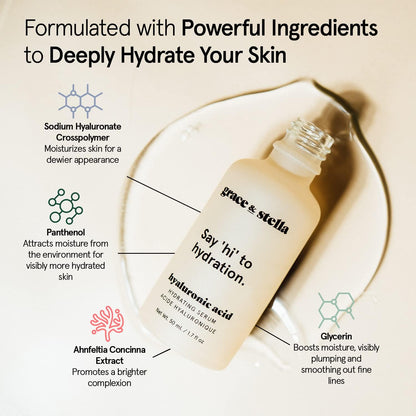 grace & stella Award Winning Hyaluronic Acid Serum for Face (50ml) Hydrating Hyaluronic Acid - Acide Hyaluronique Face - Anti Aging Serum to Hydrate, Remove Fine Lines, Wrinkles, Boost Collagen 🍁 All In One Marketplace Canada