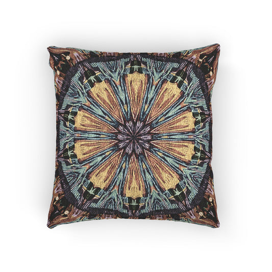 Geometric Mandala Woven Pillow | Boho Tile Decorative Cushion