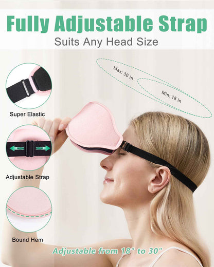100% Blackout Sleep Mask for Women Men, 2 Packs 3D Contoured Eye Mask for Sleeping with Adjustable Strap, BeeVines Eye Mask for Eyelash Extensions Sleep Mask Blindfold, Soft Breathable Eye Shade Cover for Travel Yoga (Black & Pink)