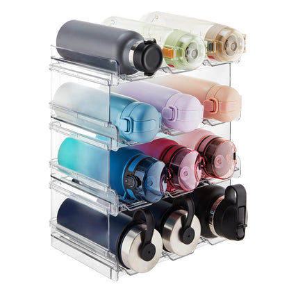 Lifewit Stackable Water Bottle Organizer for Cabinet, Freezer, Pantry - Plastic Cup Holder, Wine Racks for Kitchen Tabletop Storage, Cupboard, Office - Pack of 4, Each Rack Holds 3 Containers 🍁 All In One Marketplace Canada