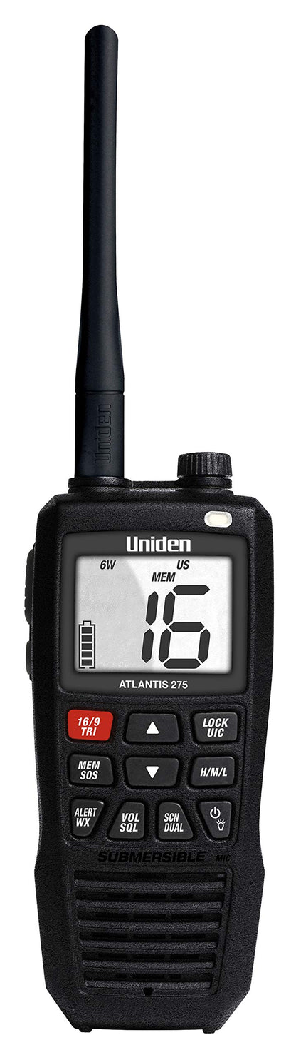 Uniden Atlantis 275 Handheld Two-Way VHF Marine Radio, Floating IPX8 Submersible Waterproof, Large Dual-Color Screen, 6-Watt, All USA/International/Canadian Marine Channels, NOAA Weather Alerts 🍁 All In One Marketplace Canada