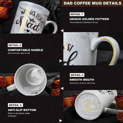 Fathers Day Gifts Presents for Dad - Dad Birthday Gift from Daughter, Son - World' s Best Dad Mug - Christmas Gift for Dad, New Dad, Husband - 14oz Grey Ceramic Coffee Mug, Greeting Card, Gift Box 🍁 All In One Marketplace Canada