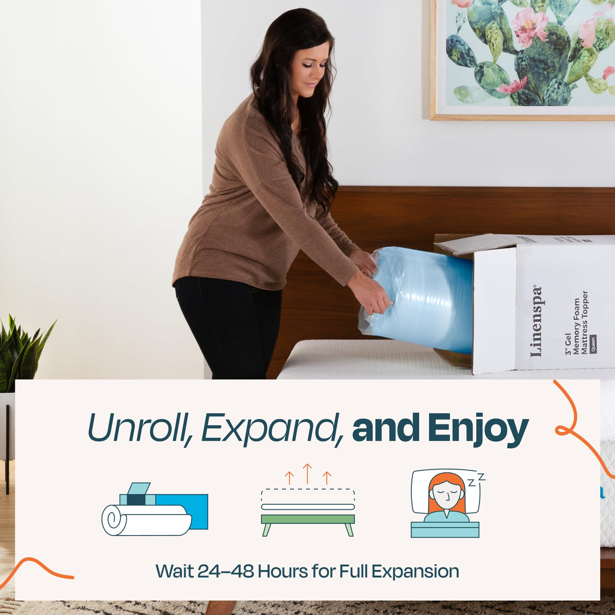 Linenspa 2 Inch Memory Foam Mattress Topper, Gel Infused Full Mattress Topper, CertiPUR-US Certified 🍁 All In One Marketplace Canada