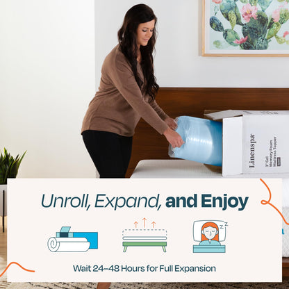 Linenspa 2 Inch Memory Foam Mattress Topper, Gel Infused Full Mattress Topper, CertiPUR-US Certified 🍁 All In One Marketplace Canada