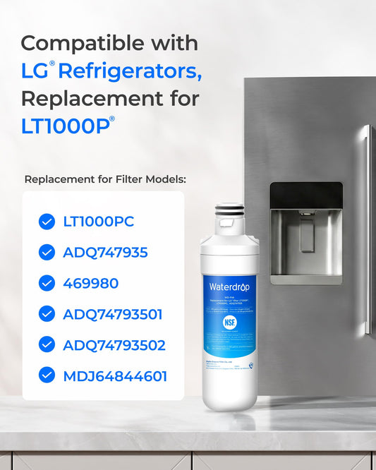 Waterdrop LT1000PC ADQ747935 MDJ64844601 Refrigerator Water Filter and Air Filter, Replacement for LG® LT1000P®, LMXS28626S, LFXS26973S, Kenmore 46-9980, ADQ74793501, ADQ74793502 and LT120F®, 3 Combo 🍁 All In One Marketplace Canada