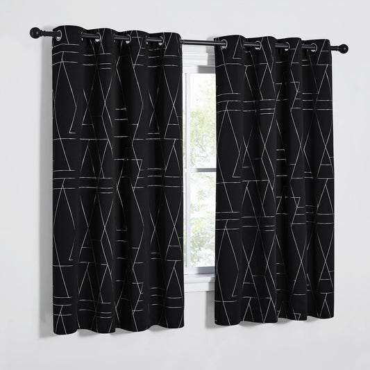 NICETOWN Halloween Blackout Curtains for Living Room - Foil Printed Shiny Stripes Pattern Thermal Insulated Blackout Drapes for Bedroom Kitchen Loft Cafe Window (2 Panels, 52" Wide by 63" Long)
