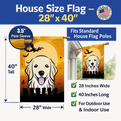 Caroline's Treasures BB1763CHF Halloween Golden Retriever Canvas House Size Flag, Multicolor, Large