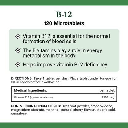 NATURE'S BOUNTY Vitamin B-12 Supplement, 2500 mcg, Quick Dissolve Tablets, Natural Cherry Flavour, Helps In Energy Metabolism, Essential In Normal Formation Of Blood Cells, 120 Tablets, 42 g 🍁 All In One Marketplace Canada