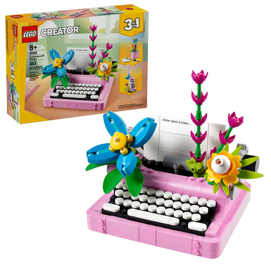 LEGO Creator 3 in 1 Typewriter with Flowers - Building Toy with 3 Building Options, Typewriter, Flowerpot with Pen & Notebook, or Keytar - Gift Idea for Birthdays - 31169 🍁 All In One Marketplace Canada