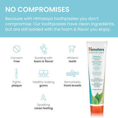 Himalaya Botanique Complete Care Whitening Toothpaste, Simply Mint, Natural, Fluoride-Free, SLS Free, Carrageenan Free & Gluten Free, Vegan, 150 g (5.29 oz), 4 Pack 🍁 All In One Marketplace Canada