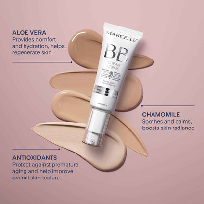 Marcelle BB Cream Beauty Balm, Medium to Dark, Tinted Moisturizer, Skin Enhancer, Lightweight, Hydrating, Hypoallergenic, Non-Comedogenic, Fragrance-Free, Paraben-Free, Oil-Free, Cruelty-Free, 45 mL 🍁 All In One Marketplace Canada