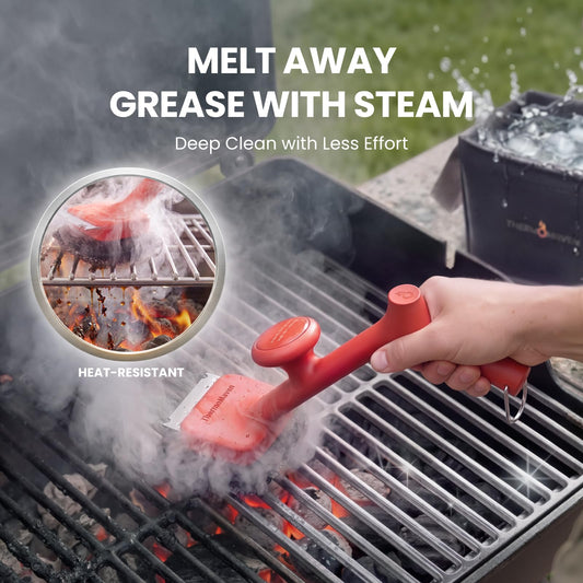 ThermoMaven BBQ Grill Brush Bristle Free - 17" Safe Steam Grill Cleaner Brush with Scraper and 3 Brush Heads for Porcelain/Gas/Charcoal Grill Outdoor Grill Barbecue Cleaner 🍁 All In One Marketplace Canada
