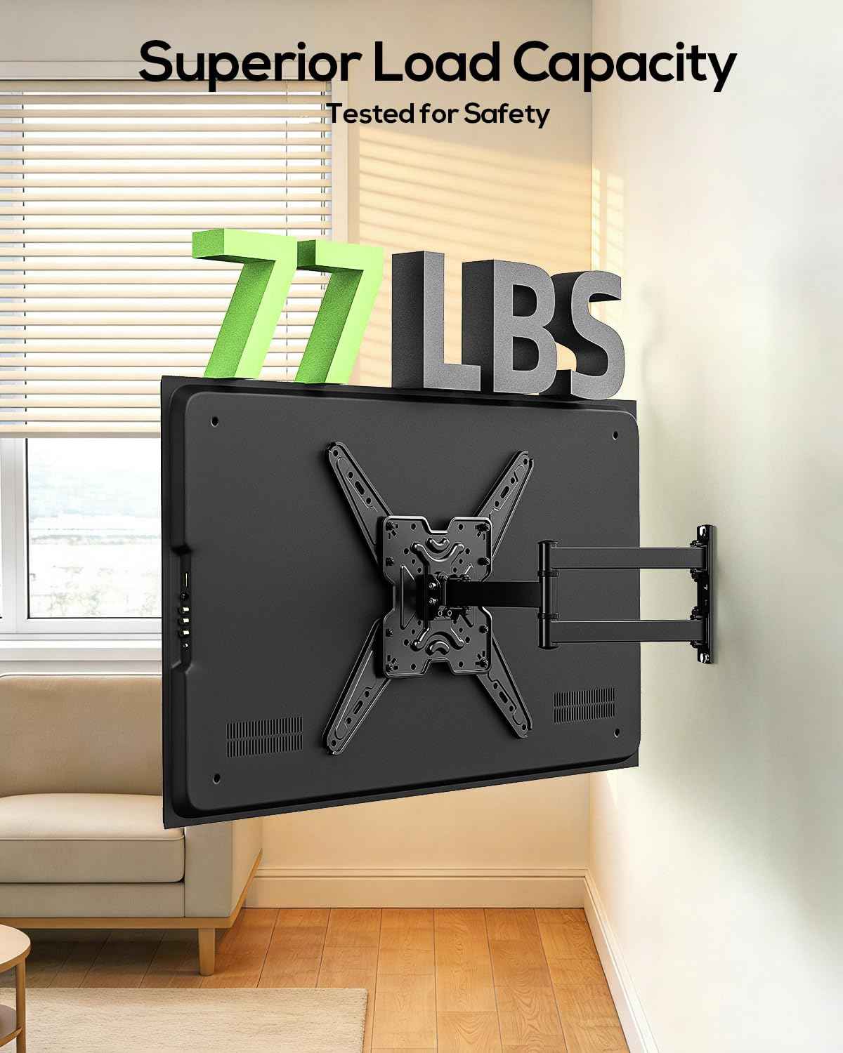 USX MOUNT Full Motion TV Wall Mount for 26-65 Inch TVs up to 77Lbs, Wall Mount TV Bracket, Single Stud Articulating TV Mount, Smooth Swivel Extension, Max VESA 400x400 mm, XMM919 🍁 All In One Marketplace Canada