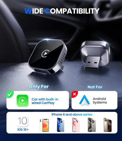 Teeran Wireless CarPlay Adapter for iPhone (2026 Upgraded), Mini Plug & Play for Cars with Factory Wired Apple CarPlay, Fast & Stable Connection, Easy Setup, Wide Vehicle Compatibility USB & USB C 🍁 All In One Marketplace Canada