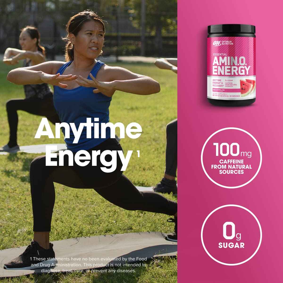 Optimum Nutrition Amino Energy Powder: Pre- workout & Anytime energy with Green tea, Green coffee extract + BCAA's - Watermelon: 30 servings [270g] (packaging may vary) 🍁 All In One Marketplace Canada