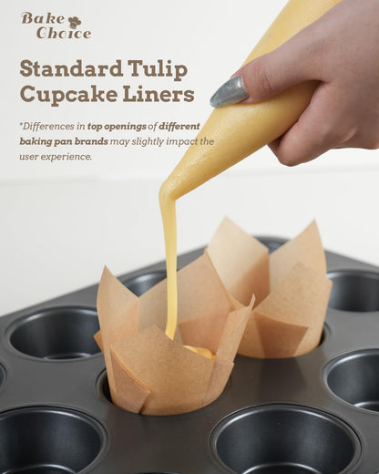Bake Choice 200pcs Natural Tulip Cupcake Liners for Baking, Unbleached EU Muffin Liners, Parchment Paper Muffin Liners, Cupcake Liners, Tulip Muffin Liners for Party, Christmas 🍁 All In One Marketplace Canada