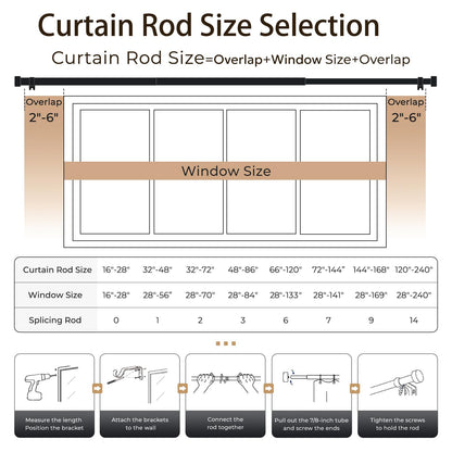 Zeerobee Curtain Rods for Windows 48 to 84, 1 Inch Black Heavy Duty Drapery Rods with Adjustable Length, Outdoor Modern Curtain Pole with Simple End Caps, 32"-86", Black 🍁 All In One Marketplace Canada