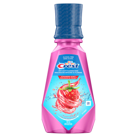 Crest Kid's Anticavity Fluoride Mouthwash, Strawberry Rush, Alcohol-Free Mouthwash for Kids 6+ to Protect Against Cavities, 4X500mL 🍁 All In One Marketplace Canada