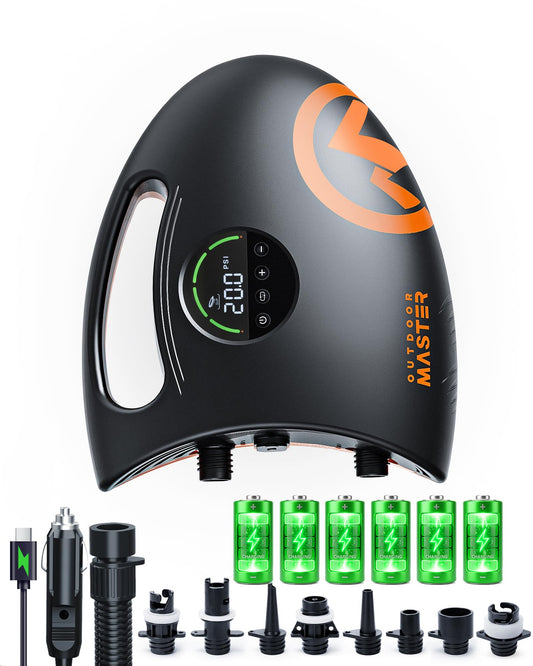 OutdoorMaster Shark 2S 88.8Wh Electric Paddle Board Pump, Rechargeable Battery for 6 SUPs Inflation & Deflation, 20PSI SUP Air Pump 12V/15.8V DC & Type-C Input, Auto-Off & 8 Nozzles for Inflatables 🍁 All In One Marketplace Canada