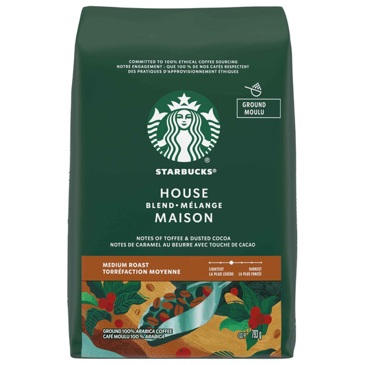 STARBUCKS House Blend Roast Ground Coffee, Medium Roast, Smooth And Balanced, Made With 100 Percent Arabica Beans, For Use With Drip Coffee Makers, Pour-overs, And French Presses, 793 g 🍁 All In One Marketplace Canada