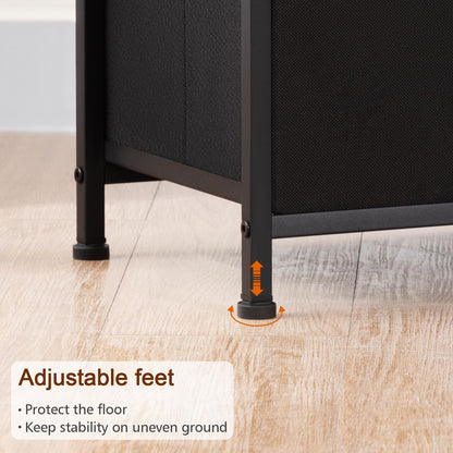 LOAKEKEL Night Stands Set 2, Bedside Table with Charging Station and LED Light, Nightstand with 2 AC Outlets and USB Ports, End Table with 2 Fabric Drawers for Bedroom, Living Room, Black, HETS02BK 🍁 All In One Marketplace Canada