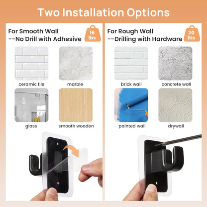 upsimples No Drill Curtain Rods for Window 28 to 48 Inches, 5/8 Inch Diameter Renter Friendly Drapery Rod with Adhesive Brackets without Drilling, Adjustable from 27 to 52 Inches, Black 🍁 All In One Marketplace Canada