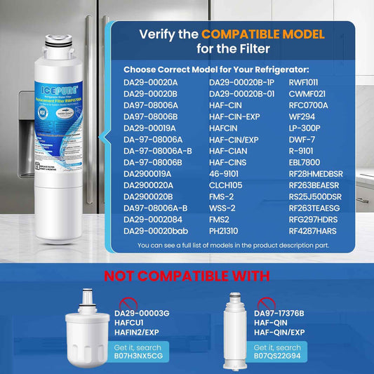 ICEPURE DA29-00020B Replacement for Samsung Water Filter HAF-CIN/EXP HAF-CIN DA29-00020B-1 RF28HMEDBSR RF263BEAESR RS25J500DSR RF263TEAESG RWF0700A HDX FMS-2 DA97-08006A-1 RF4287HARS RF28HFEDBSR 3PACK 🍁 All In One Marketplace Canada