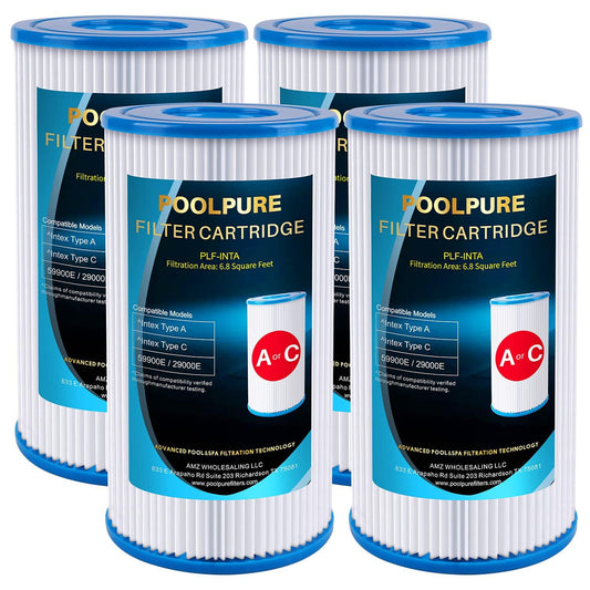 POOLPURE Replacement Filter for Type A or C, Compatible with Intex 29000E/59900E, Easy Set Pool Filters, Summer Escapes or Summer Waves Above Ground Pools, 4 Pack 🍁 All In One Marketplace Canada
