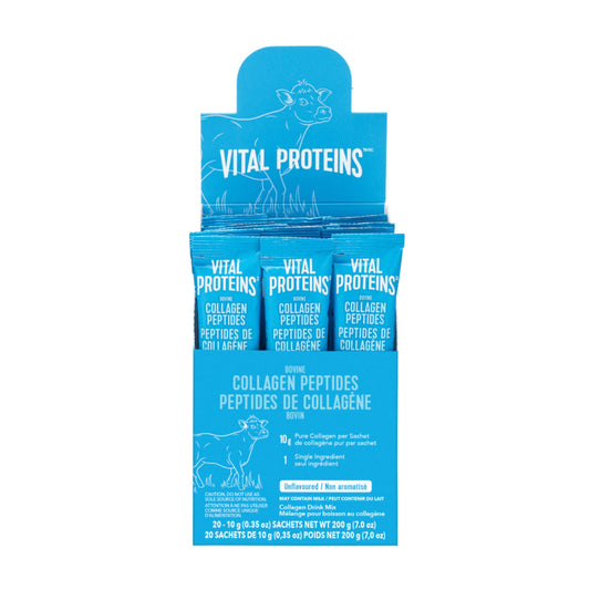 VITAL PROTEINS Bovine Collagen Peptides Powder, Single-serve Stick Packs, Unflavoured, Odourless, Gluten-free, No Added Sugar, Paleo-friendly, Non-GMO, No Artificial Flavours Or Colours, 200 g 🍁 All In One Marketplace Canada