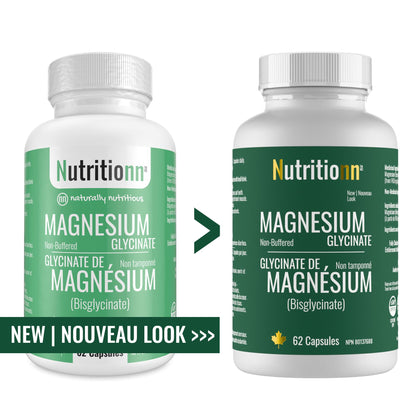 Magnesium Glycinate 200 mg Capsules (Elemental) from Non-Buffered Fully Chelated 100% Magnesium Bisglycinate - 62 Max-Capacity High-Absorption Capsules - Made in Canada - Nutritionn 🍁 All In One Marketplace Canada
