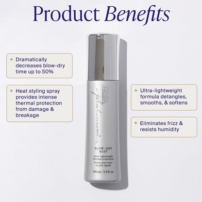 Kenra Platinum Blow-Dry Mist | Ultra Lightweight Thermal Heat Protectant | Reduces Dry Time & Frizz | Fine to Medium Hair | 100 mL 🍁 All In One Marketplace Canada
