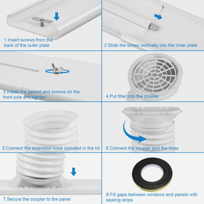 Portable Air Conditioner Window Kit with 5.9" Exhaust Hose, Portable AC Window Vent Kit for Sliding Window Seal with PVC Plate, Universal Coupler Fits 5.9 & 5.1 Inch Diameter Exhaust Hose 🍁 All In One Marketplace Canada