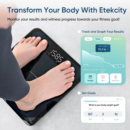Etekcity Body Fat Scale Smart BMI Scale, Smart Weighing Scale , Bluetooth Electronic Body Analyzer Machine, Accurate Machine, 400lb Black ESF-551 🍁 All In One Marketplace Canada