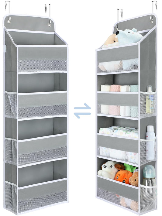 Yecaye 1 Pack Over the Door Organizer, 35.2lbs Load Closet Door Organizer Hanging, Swing-proof Diaper Organizer Storage with 4 Big Pockets 6 Mesh Pockets for Nursery Newborn Baby Essentials Stuff 🍁 All In One Marketplace Canada