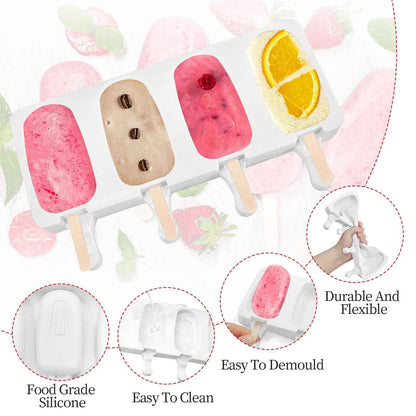 Popsicle Molds 2Pcs, Silicone Ice Cream Molds ice Lolly Moulds with Lid, 100 Sticks and 50 Bags for Ice Pop Cakesicle Dessert, BPA Free 🍁 All In One Marketplace Canada