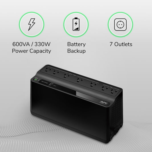 APC UPS Battery Backup & Surge Protector with USB Charger, 600VA APC Back-UPS (BE600M1) 🍁 All In One Marketplace Canada