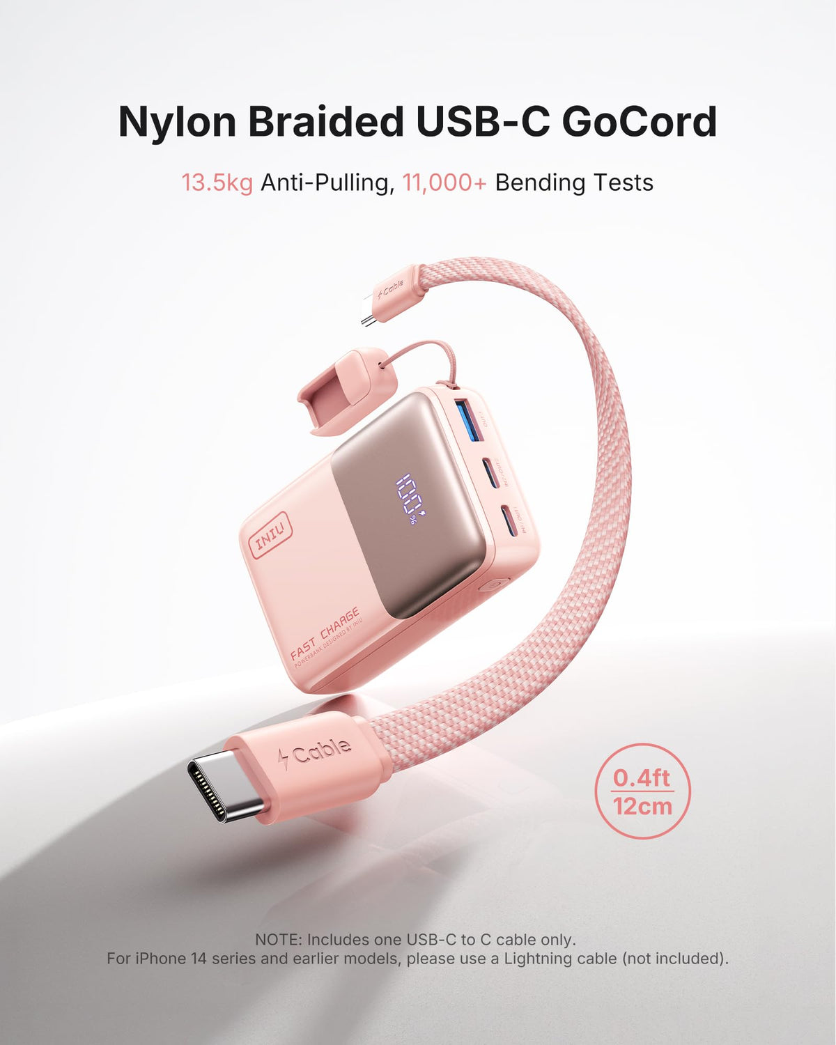 INIU Power Bank, Ultra Mini 10000mAh 45W Fast Charging Portable Charger, USB C Battery Pack with Cable, Flight-Safe Travel Powerbank for iPhone 17 16 15 14 13 12 Pro Max Air, Samsung S26 S25 S24, Pink 🍁 All In One Marketplace Canada