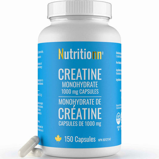 Creatine Capsules - 100% Creatine Monohydrate 1000 mg x 150 Pills (3-5 g Serving) - Made in Canada - Premium Strength and Muscle Growth Supplement by Nutritionn 🍁 All In One Marketplace Canada