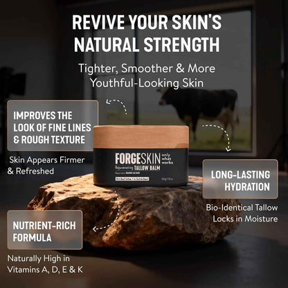 FORGE SKIN® Wrinkle Defense Beef Tallow Balm for Men [TALLOW-BASED] Moisturizer for Face Hydration - Hydrating Anti Aging Skin Cream - Natural Facial Skincare Lotion with Essential Oils (1.7 OZ) 🍁 All In One Marketplace Canada