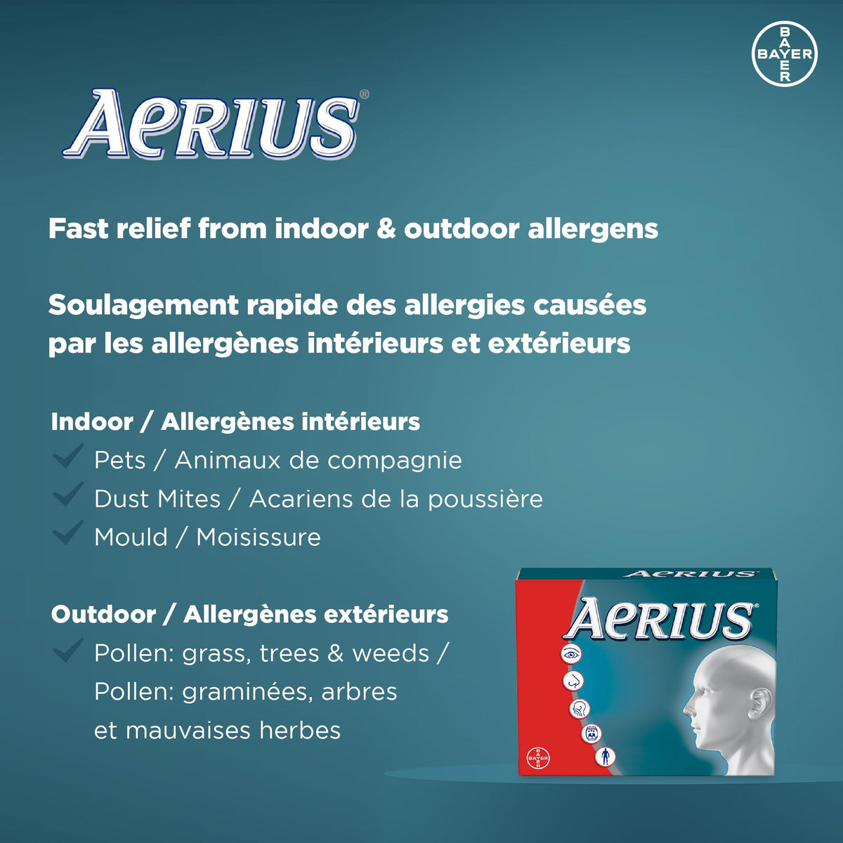 AERIUS Allergy Medicine, Fast Relief, 24-Hour, Non-Drowsy, 15 Symptoms, 70 Tablets 🍁 All In One Marketplace Canada