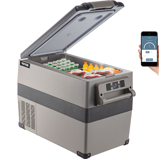 VEVOR 45L Portable Car Refrigerator 48 Quart LG Compact RV Fridge 12/24V DC & 110-240V AC Vehicle Car Truck Boat Mini Electric Freezer for Driving Travel Fishing Outdoor and Home Use -4°F-68°F, Grey 🍁 All In One Marketplace Canada