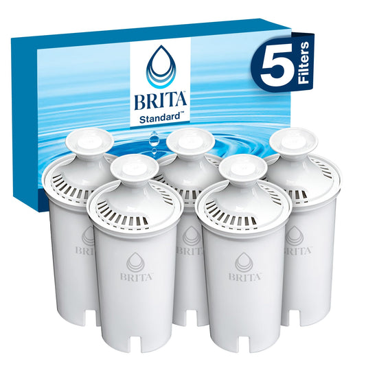 Brita Standard Replacement Filter, Reduces Contaminants while keeping healthy minerals, Certified by WQA to reduce Chlorine for improved taste, Made without BPA, Replace after 151 litres, 5 Count 🍁 All In One Marketplace Canada