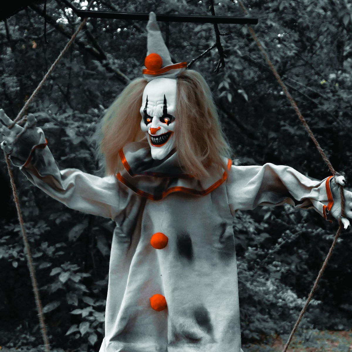 Haunted Hill Farm 55-in. Smalls The Animated Swinging Clown, Indoor or Covered Outdoor Halloween Decoration, Battery Operated, Festive Holiday Decor