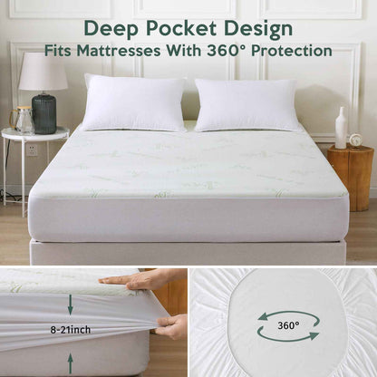 MUXHOMO Premium 100% Waterproof Queen Size Mattress Protector, Breathable Mattress Cover Queen Size Bed, Cooling 3D Air Fabric Bed Pad Cover, Deep Pocket 8"-21" 🍁 All In One Marketplace Canada