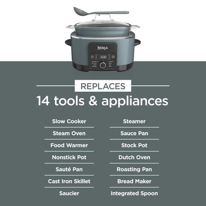Ninja MC1001C Foodi PossibleCooker PRO 8.5 Quart Multi-Cooker, with 8-in-1 Slow Cooker,Dutch Oven,Steamer &More,Glass Lid & Integrated Spoon,Nonstick,Oven Safe Pot to 500°F,Sea Salt Gray,Sea Salt Grey 🍁 All In One Marketplace Canada