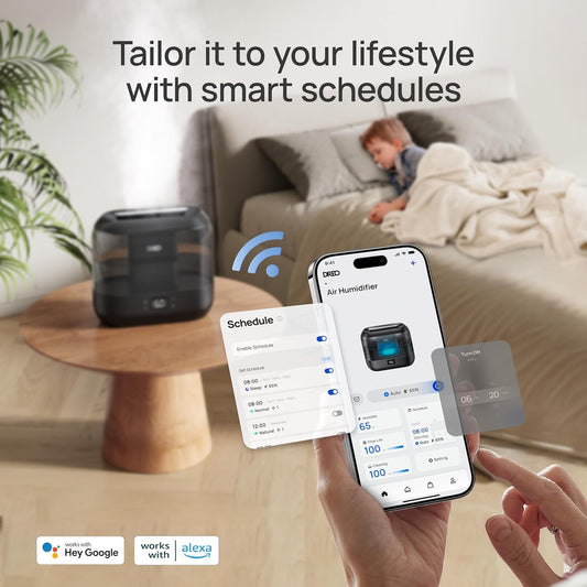 DREO Smart Humidifiers for Bedroom, Top Fill 4L Supersized Cool Mist Humidifier with Nightlight, 36H Runtime, Touch/APP/Voice Control, Quiet Ultrasonic Humidifiers for Large Room, Baby, Plants 🍁 All In One Marketplace Canada