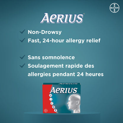 AERIUS Allergy Medicine, Fast Relief, 24-Hour, Non-Drowsy, 15 Symptoms, 70 Tablets 🍁 All In One Marketplace Canada