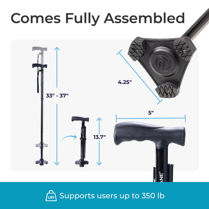 HurryCane Freedom Edition Folding Walking Cane, Black 🍁 All In One Marketplace Canada
