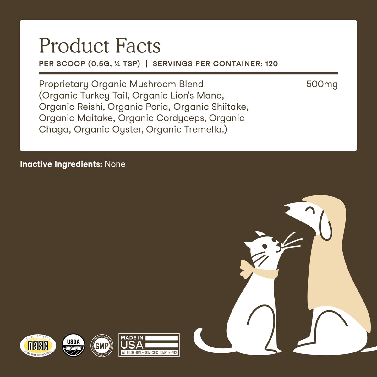Fera Pets Turkey Tail Mushroom for Dogs & Cats - USDA Organic Supplement - Cognitive and Immune Support - Enhances Liver Function - Supports a Healthy Gut - Powder - 120 Scoops 🍁 All In One Marketplace Canada